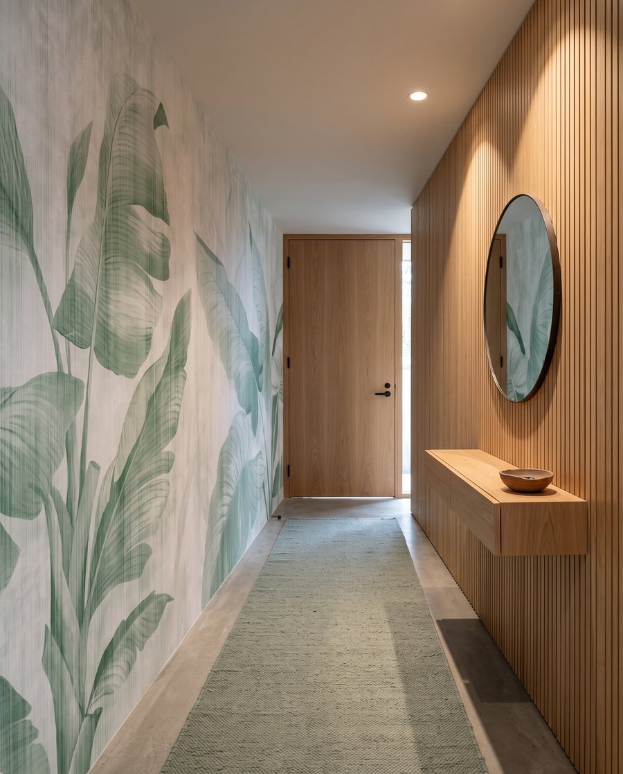 Frunze tropicale pe alb — interior 5
