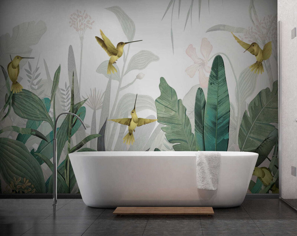 Colibri printre frunze într-un interior
