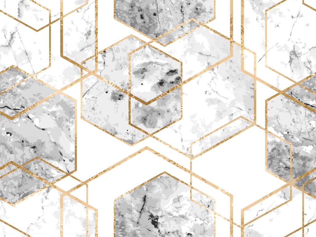 Hexagoane cu margini aurii — design complet