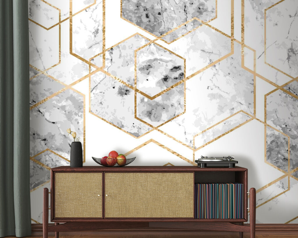 Hexagoane cu margini aurii — interior 1