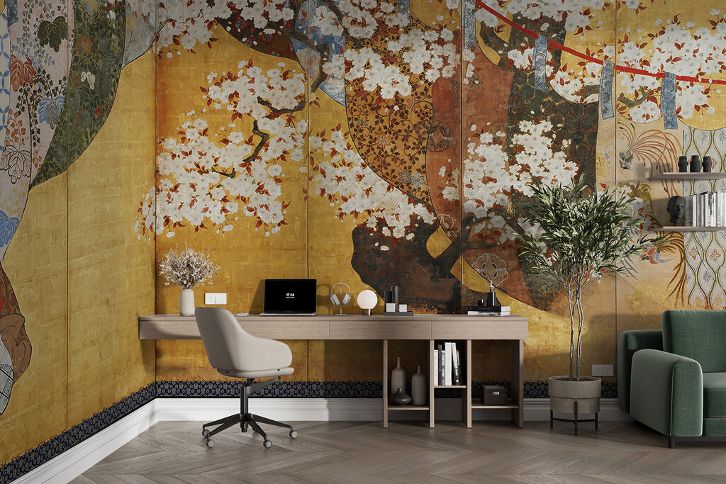 Flori albe pe auriu — interior 2
