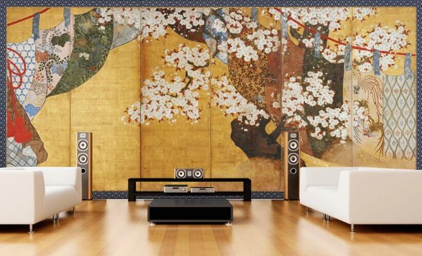 Flori albe pe auriu — interior 1
