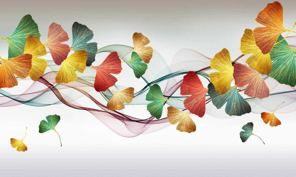 Frunze pe panglici colorate — design complet