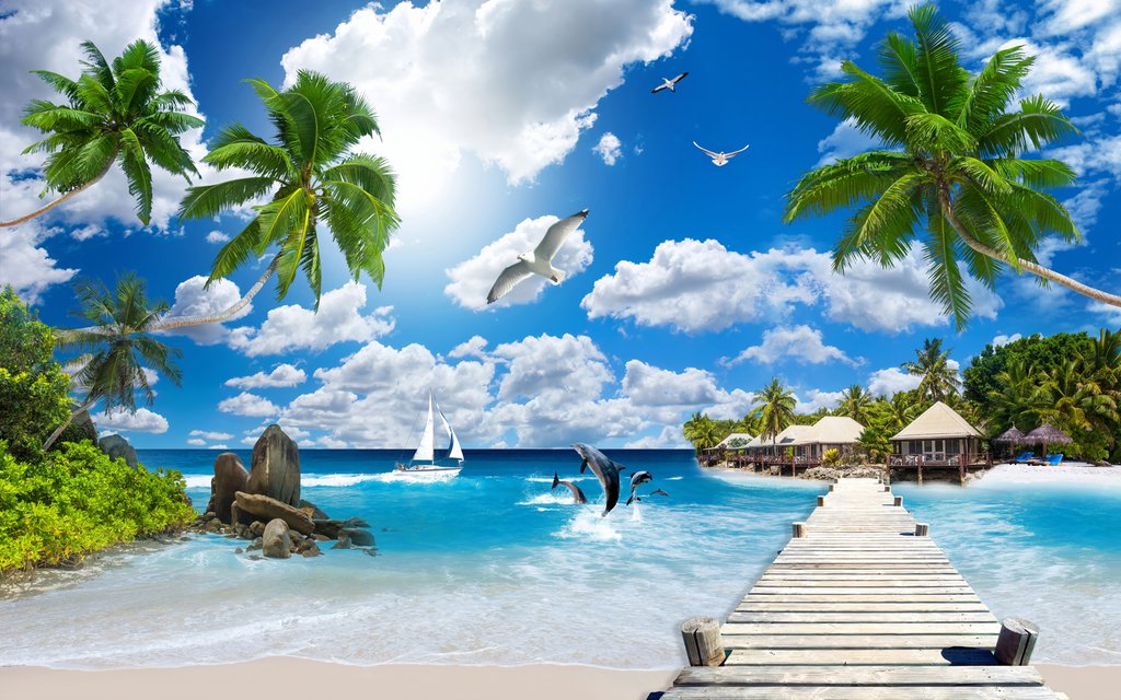 Debarcader spre albastru tropical — design complet