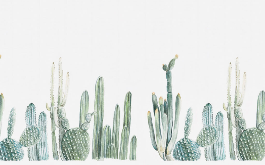 Cactuși în acuarelă fină — design complet