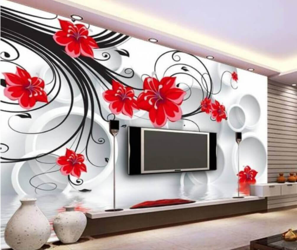 Flori roșii pe cercuri — interior 1