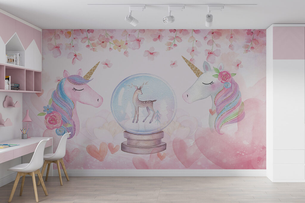 Unicorni lângă un glob — interior 3