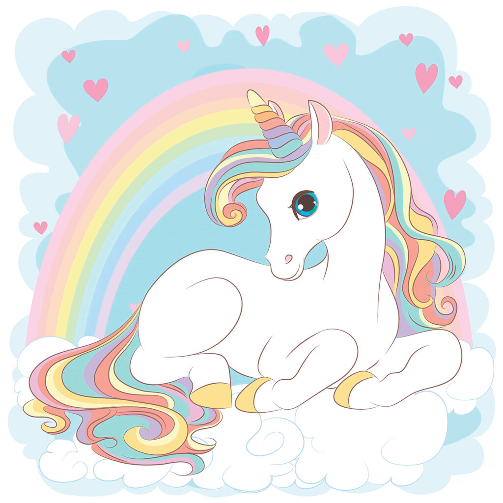 Unicorn sub curcubeu — design complet