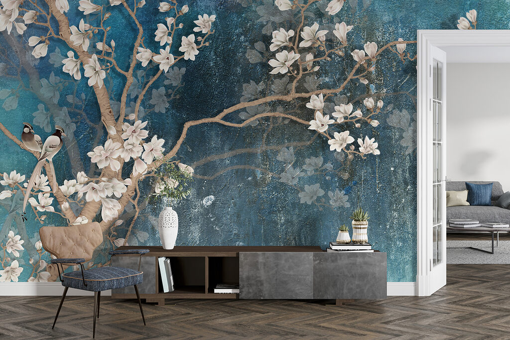 Ramuri albe, albastru adânc — interior 9
