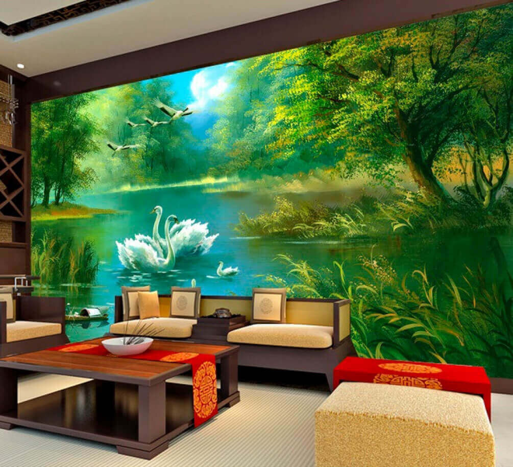 Lebede pe lac forestier — interior 1