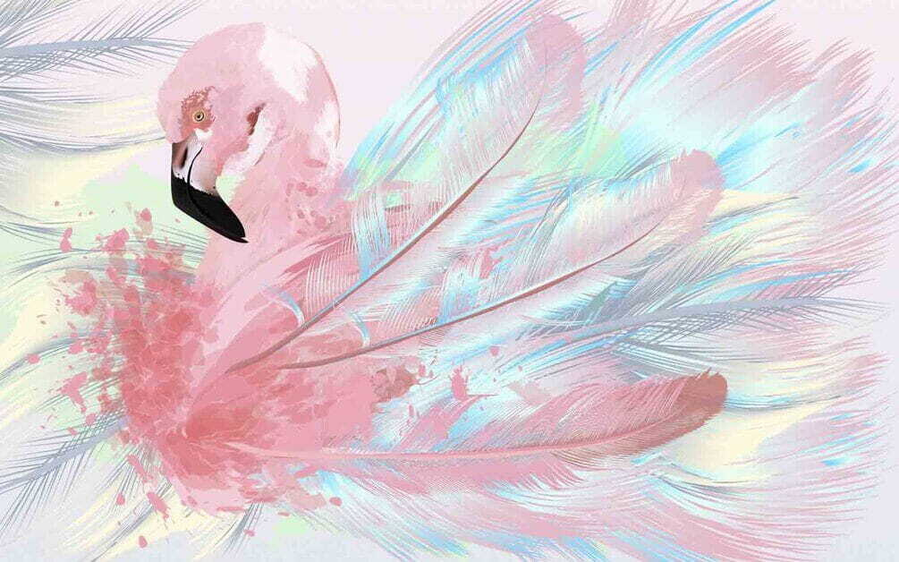 Flamingo printre dungi pastelate — design complet