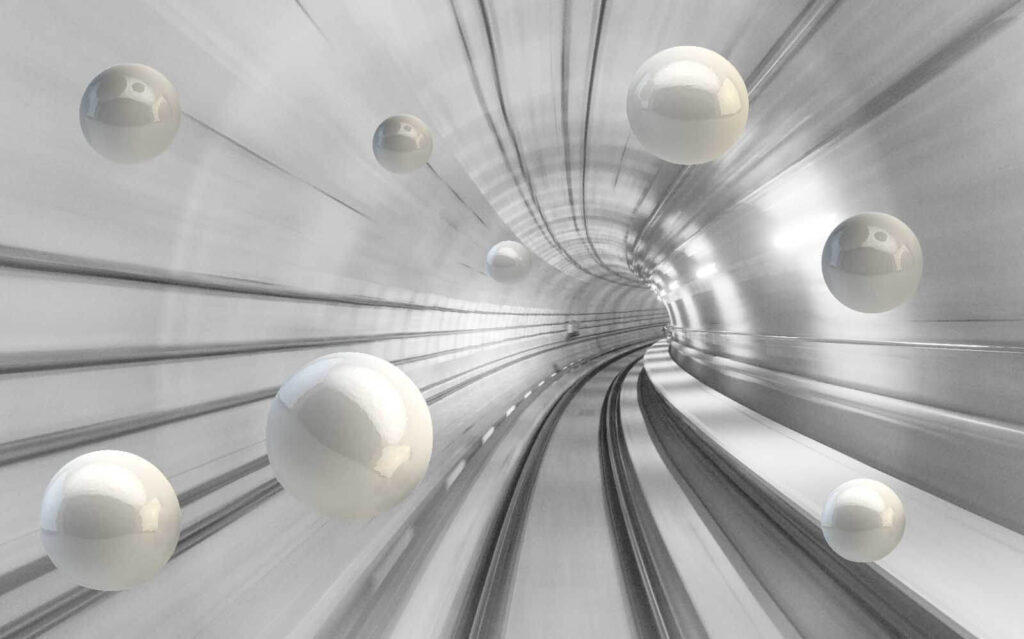 Sfere prin tunel luminos — design complet