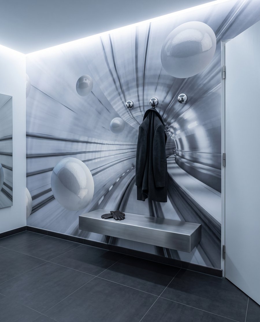 Sfere prin tunel luminos — interior 3