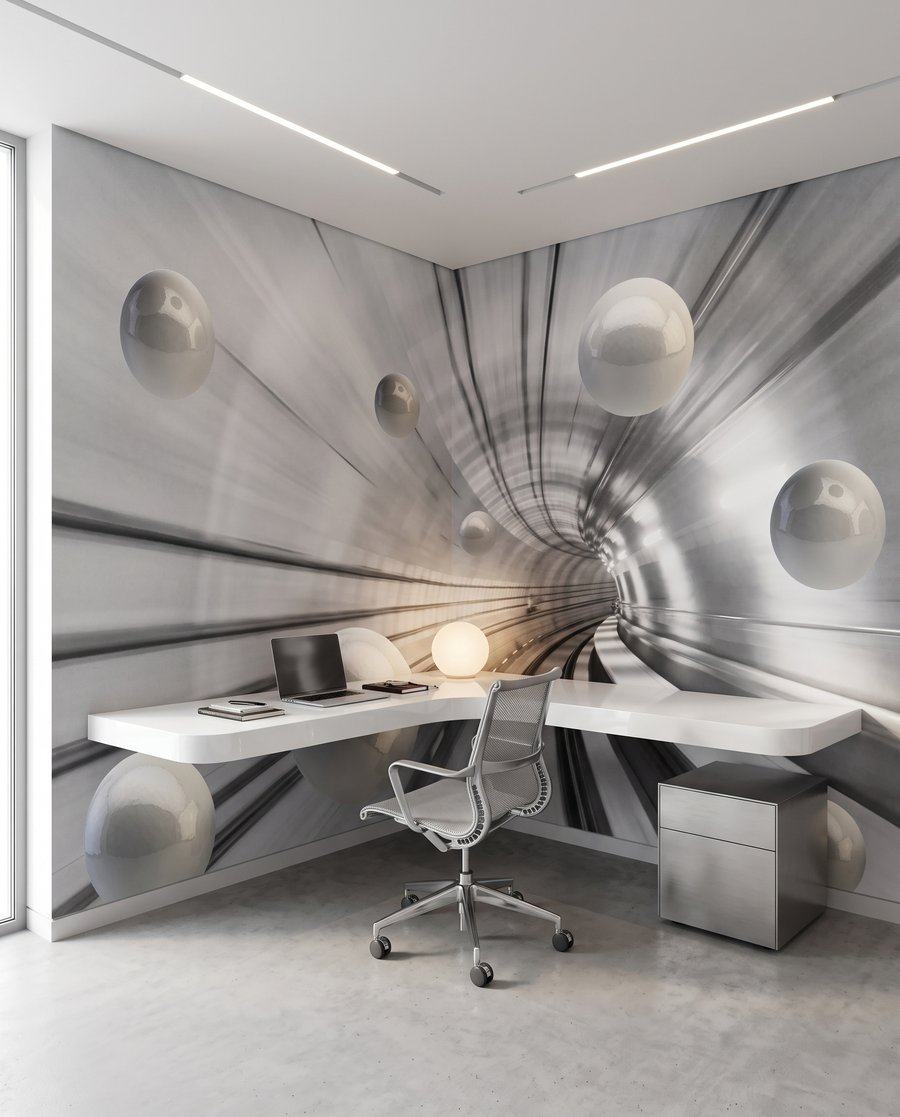 Sfere prin tunel luminos — interior 4