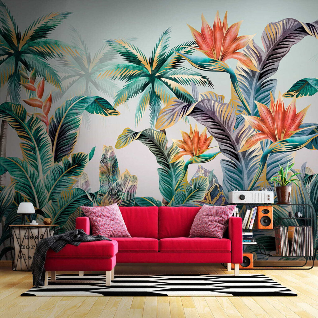 Frunze tropicale cu flori — interior 2
