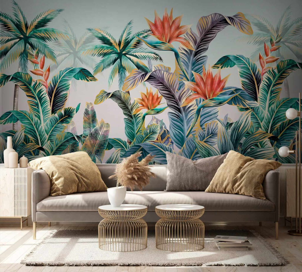 Frunze tropicale cu flori — interior 3