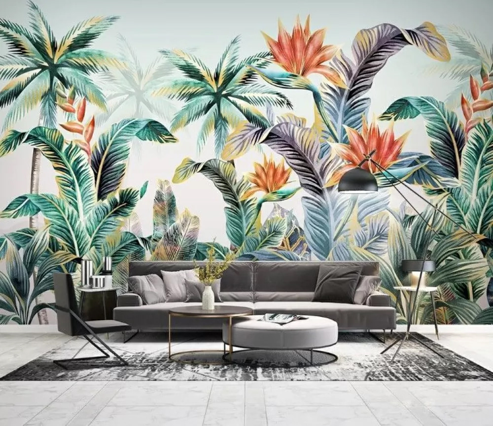 Frunze tropicale cu flori — interior 1