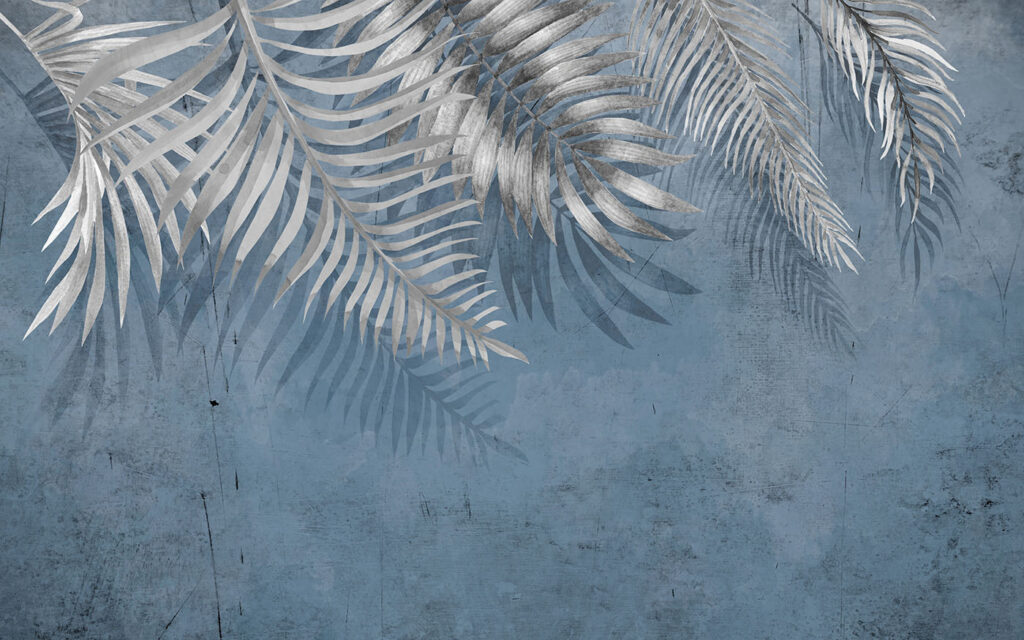 Palmieri pe albastru ardezie — design complet