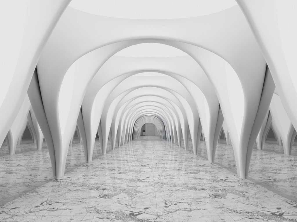 Arcade albe în hol — design complet
