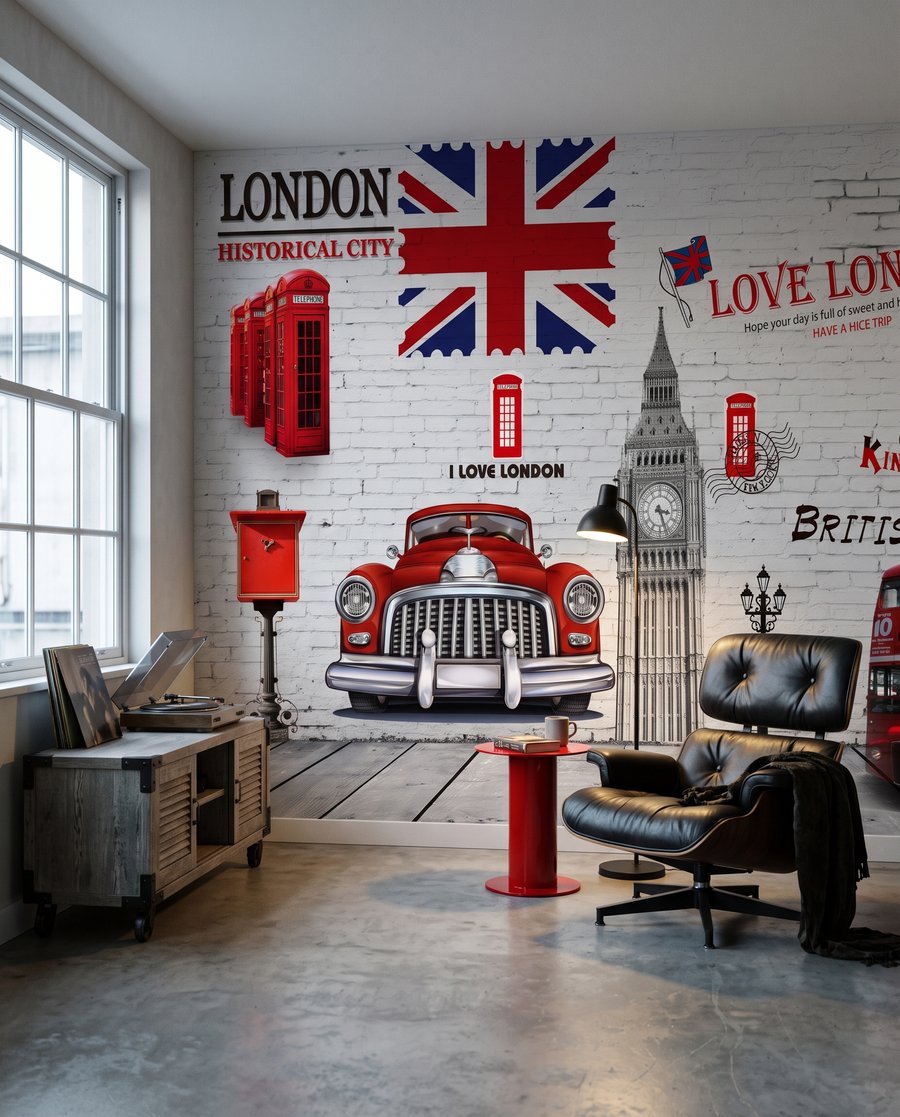 Londra cu accente roșii într-un interior