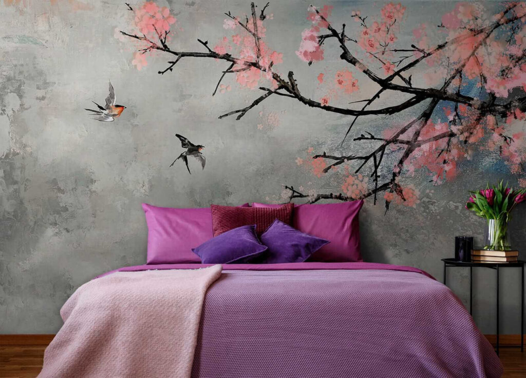 Păsări lângă flori roz — interior 4