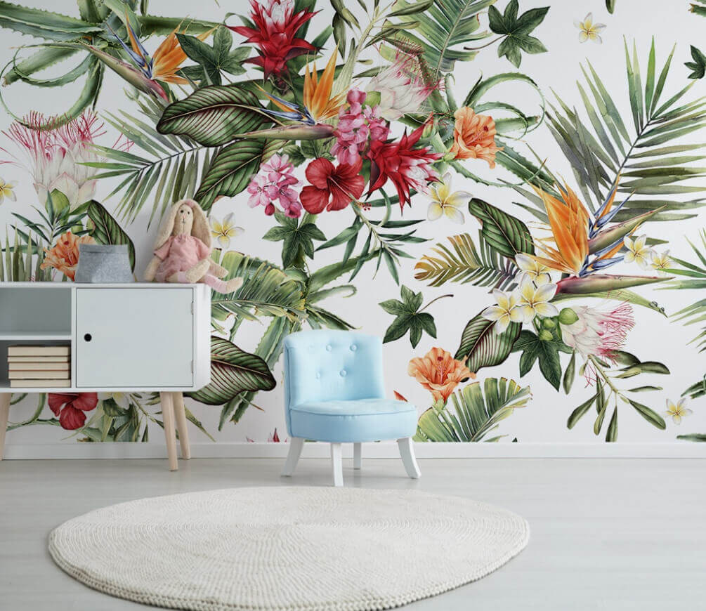 Grădină tropicală pe alb — interior 1