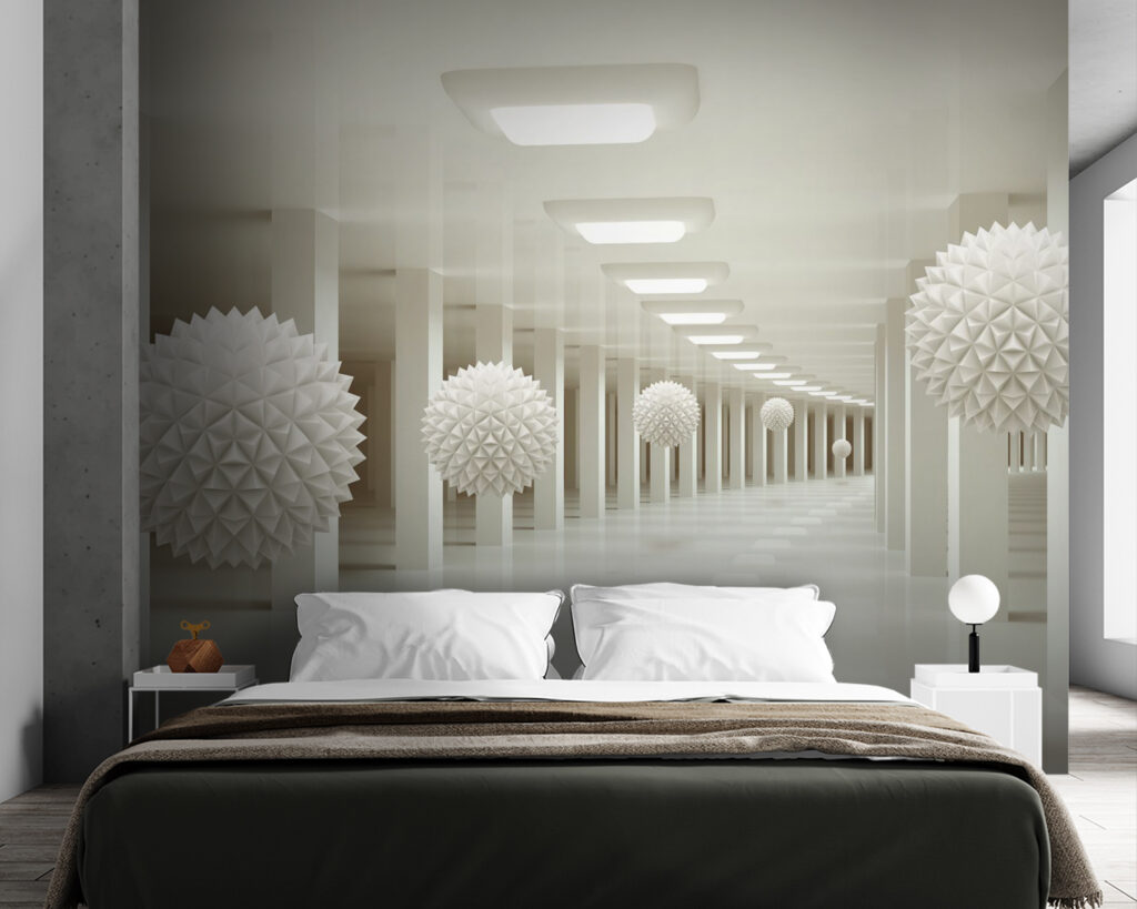 Sfere în coridoare albe — interior 2