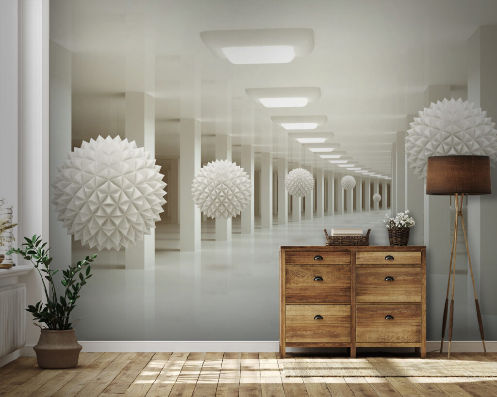 Sfere în coridoare albe — interior 4