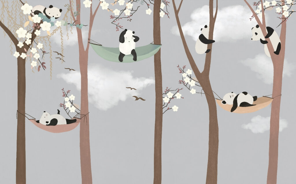 Ursuleți panda în hamace — design complet