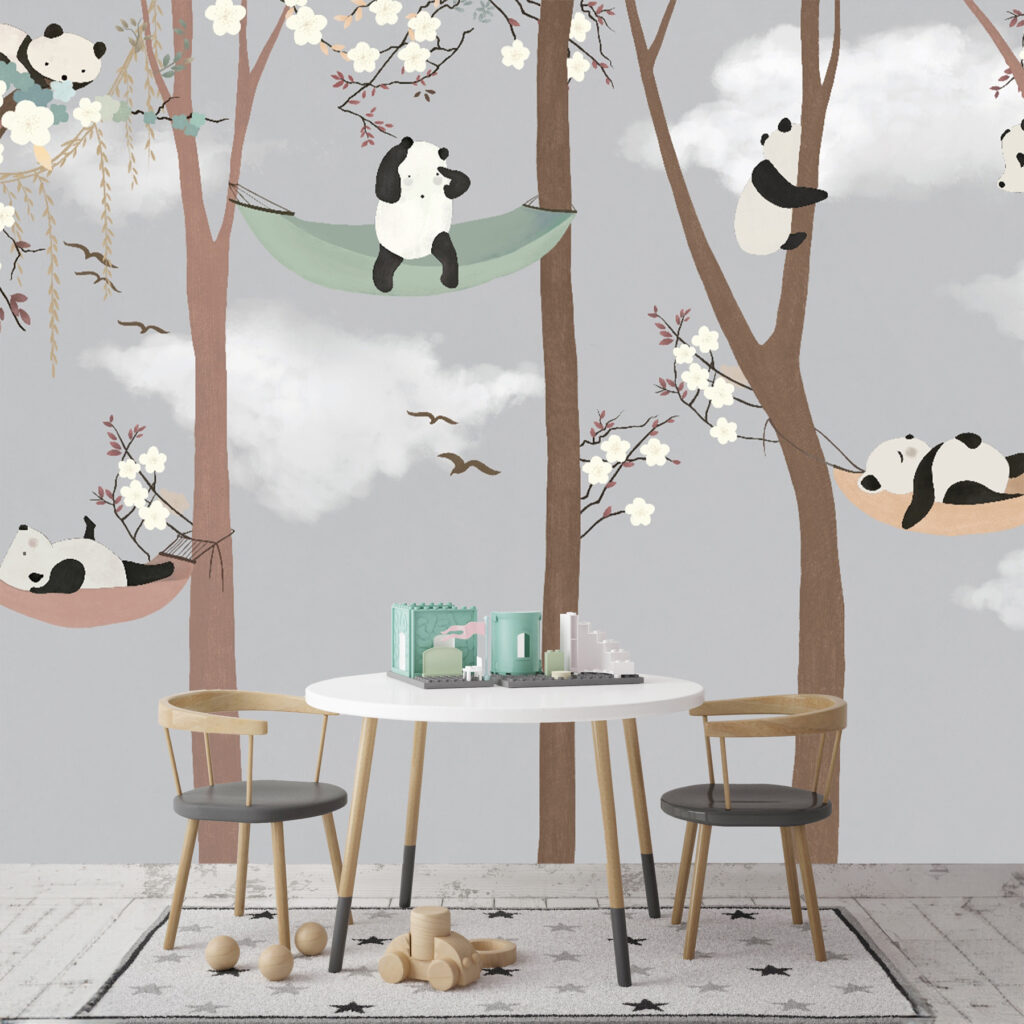 Ursuleți panda în hamace — interior 1