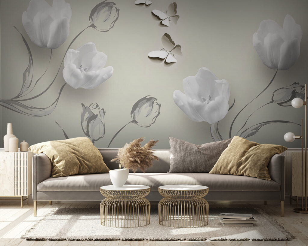 Lalele albe cu fluturi — interior 1