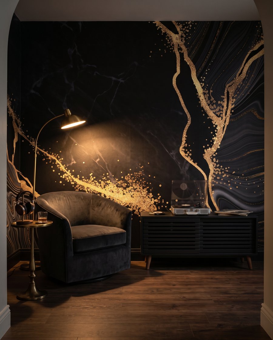 Fisuri aurii pe negru — interior 4
