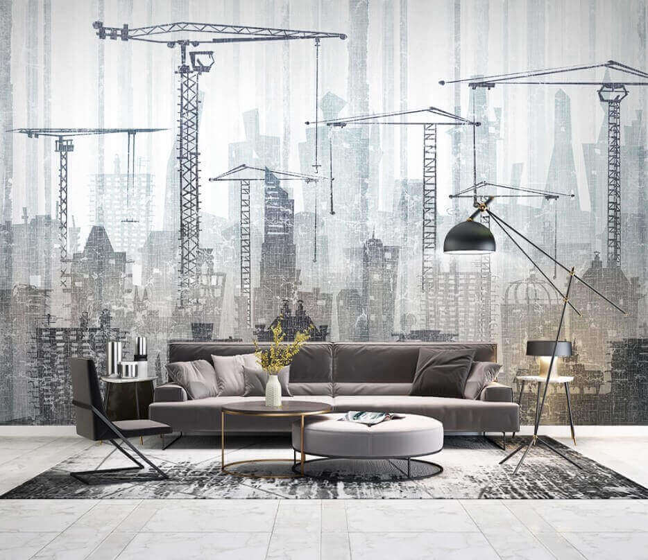 Oraș în construcție într-un interior