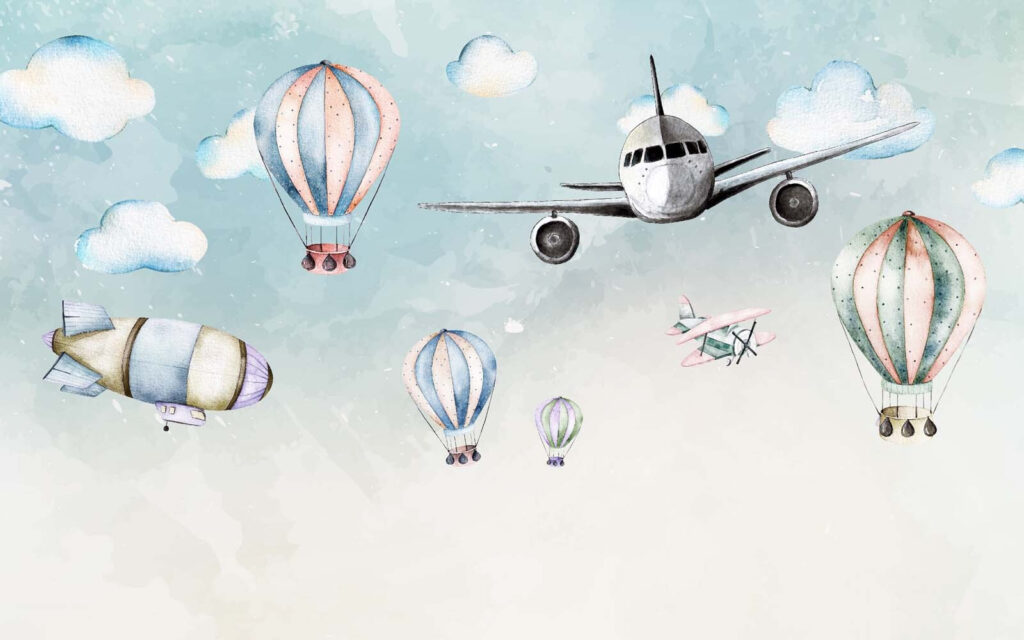 Avion printre baloane — design complet