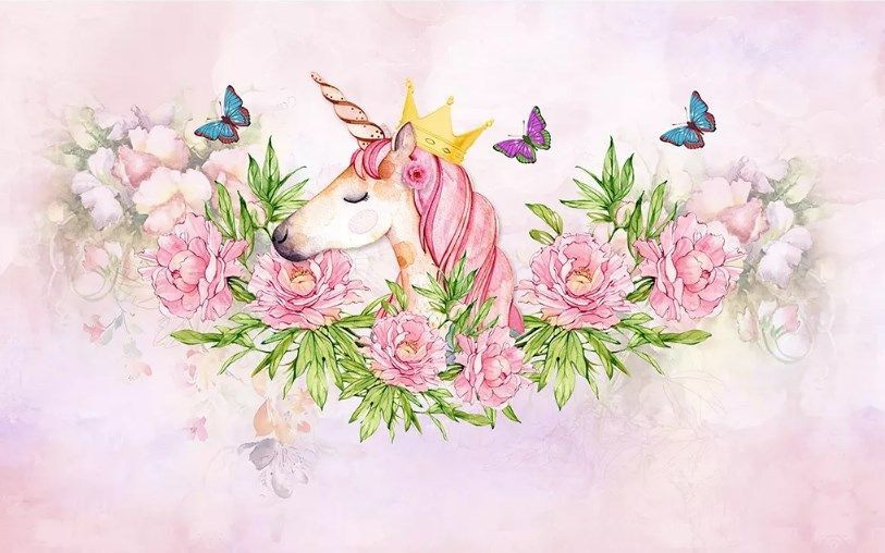 Unicorn printre trandafiri — design complet