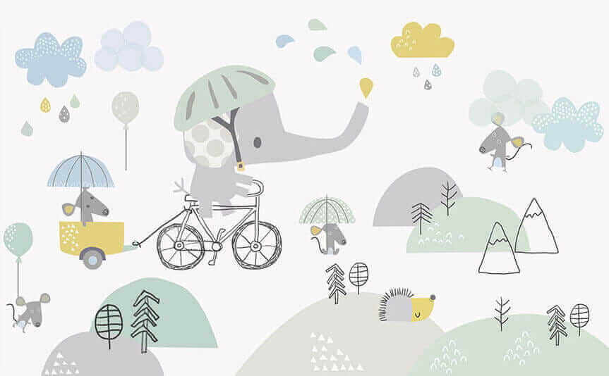 Elefant pe bicicletă — design complet