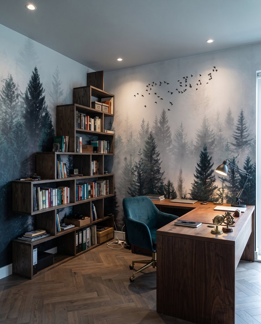 Păsări peste conifere — interior 8