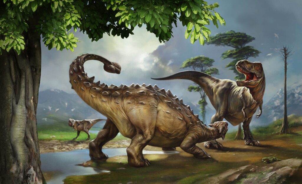 Dinozauri pe malul râului — design complet