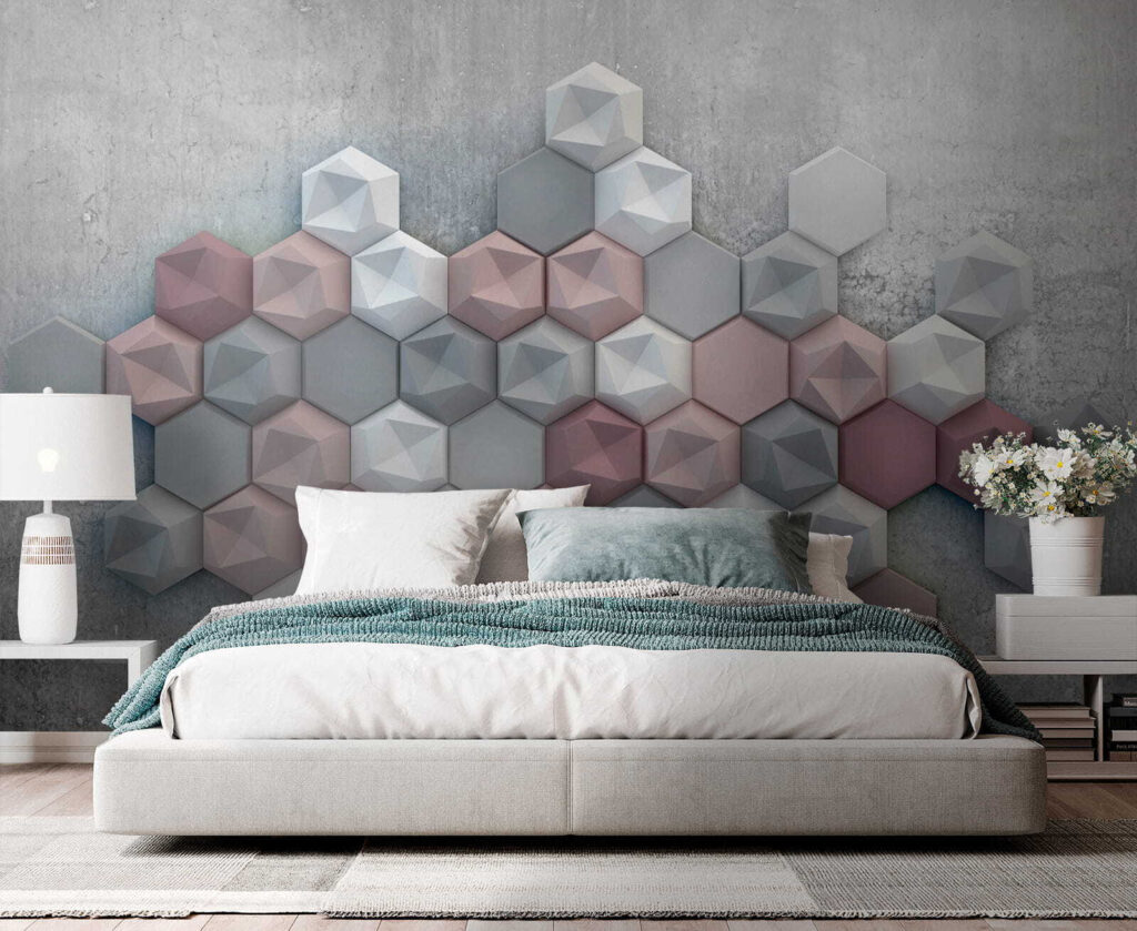 Blocuri hexagonale pe gri — interior 1