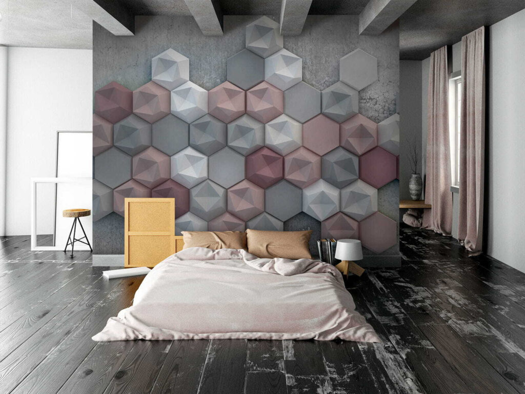 Blocuri hexagonale pe gri — interior 2