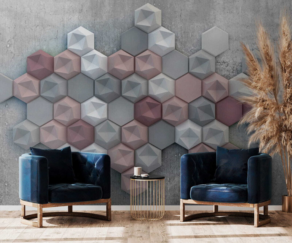 Blocuri hexagonale pe gri — interior 3