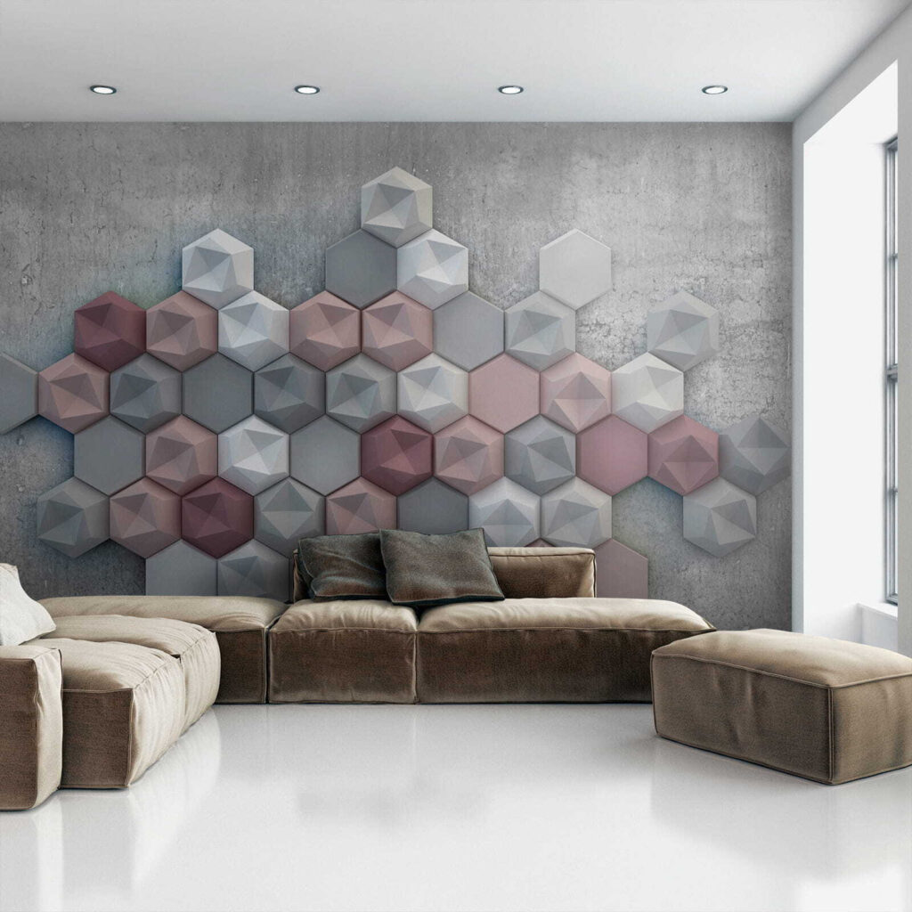 Blocuri hexagonale pe gri — interior 4