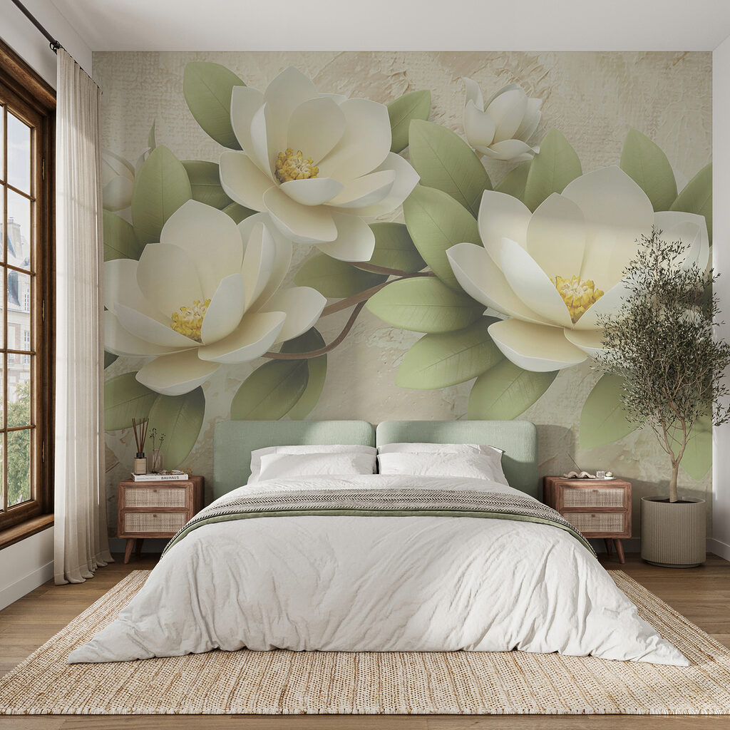 Magnolie albă pe bej — interior 4
