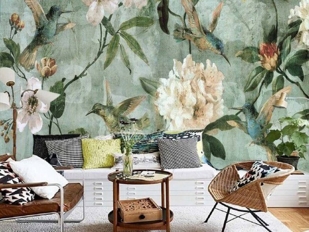 Colibri printre flori vintage — interior 1