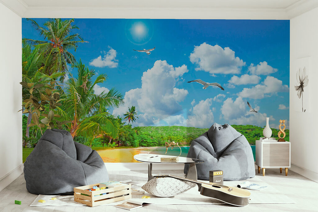 Plajă însorită cu palmieri — interior 12