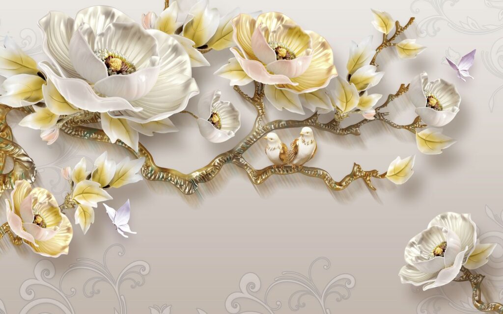 Flori crem, tulpini aurii — design complet
