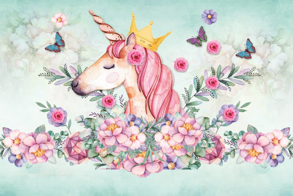 Unicorn cu coroană — design complet