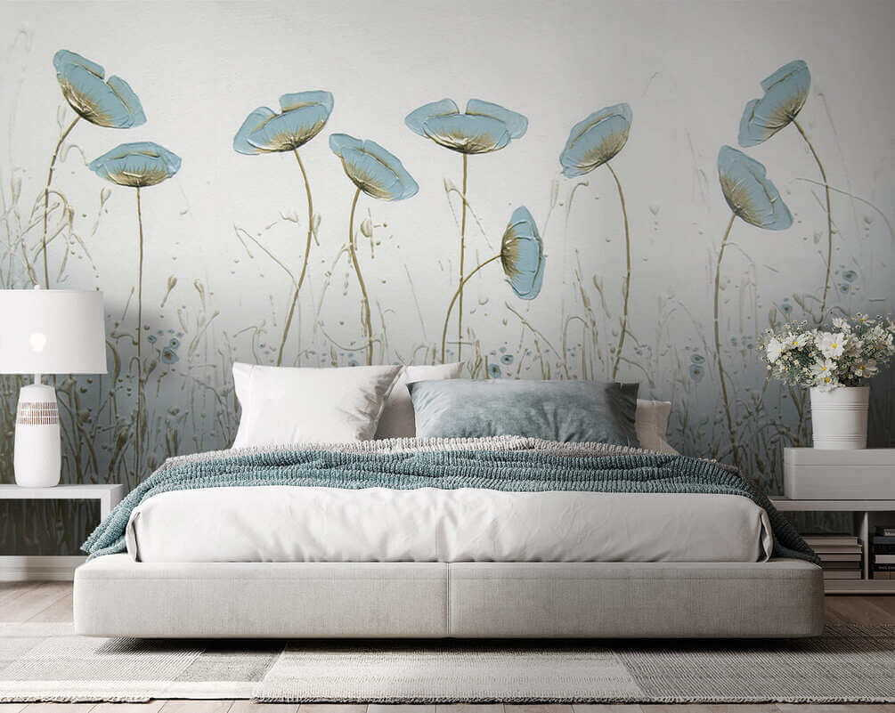 Flori albastre deasupra ierbii — interior 2