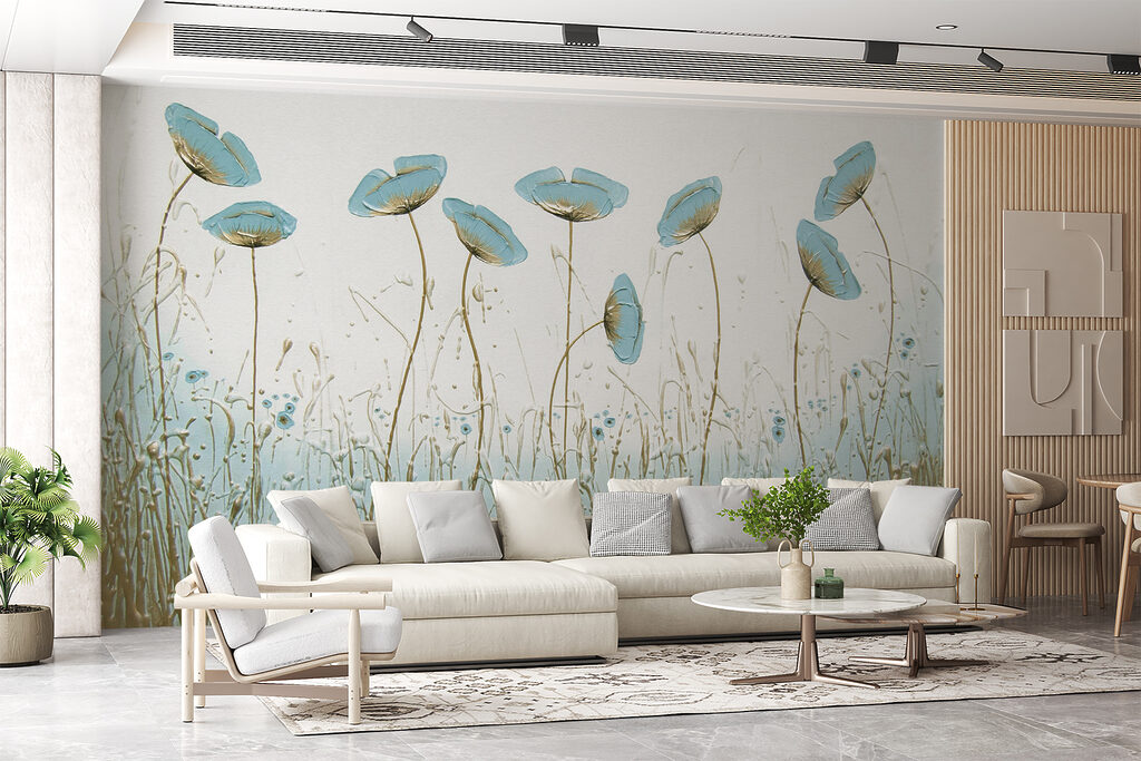 Flori albastre deasupra ierbii — interior 9