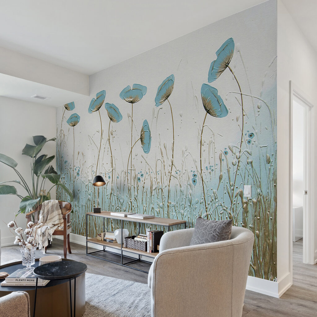 Flori albastre deasupra ierbii — interior 10